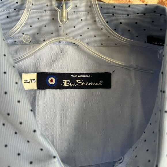 Host Pick Ben Sherman Sky Blue Dotted Button Down Shir XXL - Picture 11 of 13
